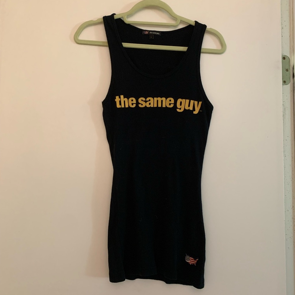 Black Tank Top with Yellow Text